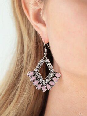 Paparazzi Jewelry Accessories - Just BEAM Happy - Pink Earrings - Vintage